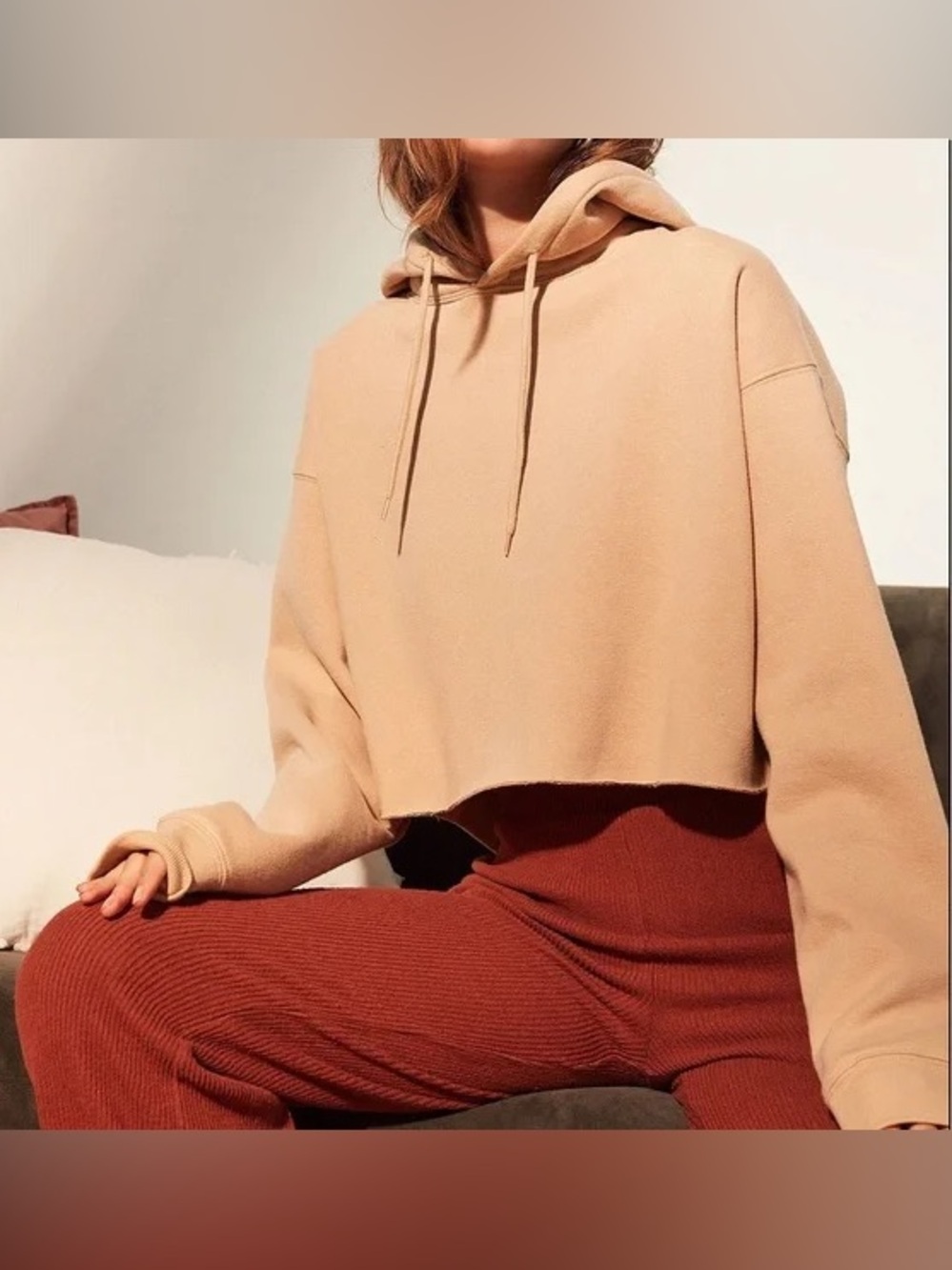 Out From Under Urban Outfitters Cropped Hoodie Sweatshirt Size L
